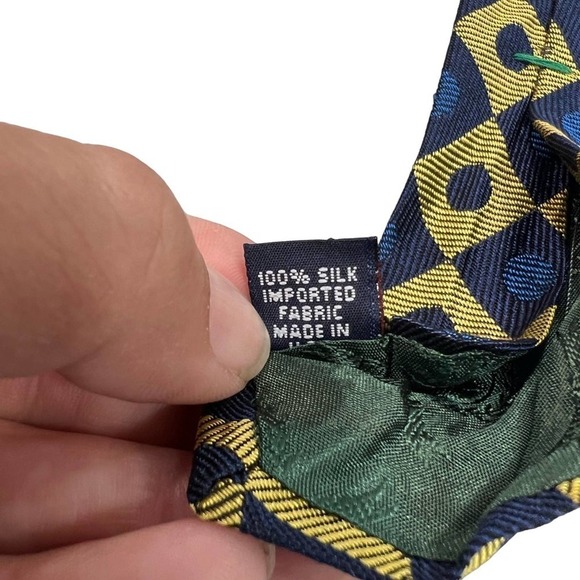 100% silk TOMMY HILFIGER Blue and Yellow Tie 100% silk - Picture 7 of 8